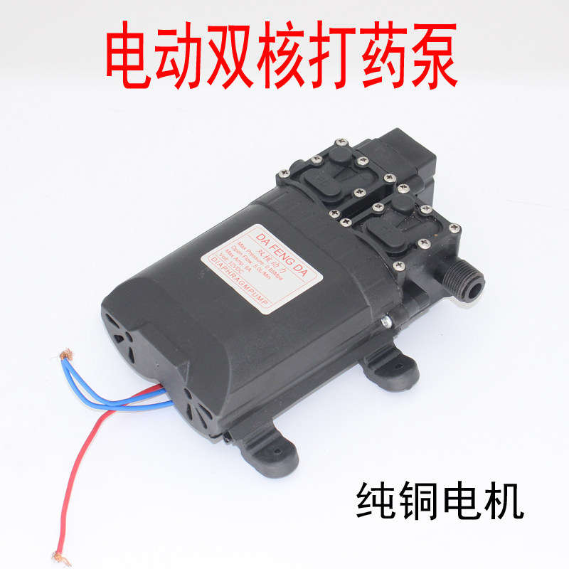 福老大自吸式双核泵12V伏农用电动喷雾器水泵高压洗车打药机配件