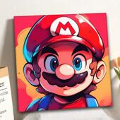 马里奥数字油画diy填充卡通儿童手工绘丙烯画手绘治愈涂色油彩画