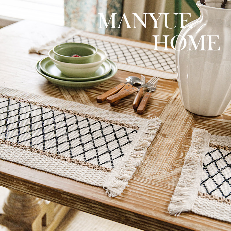 蔓越家  棉麻餐垫隔热盘子餐布西餐防烫桌垫学生餐巾摆拍背景布艺,居家布艺,餐垫,淘宝优惠券,粉丝福利购,淘宝优惠卷
