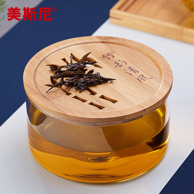 美斯尼玻璃茶洗大号笔洗锤纹水洗家用带盖洗茶碗功夫茶具配件水盂