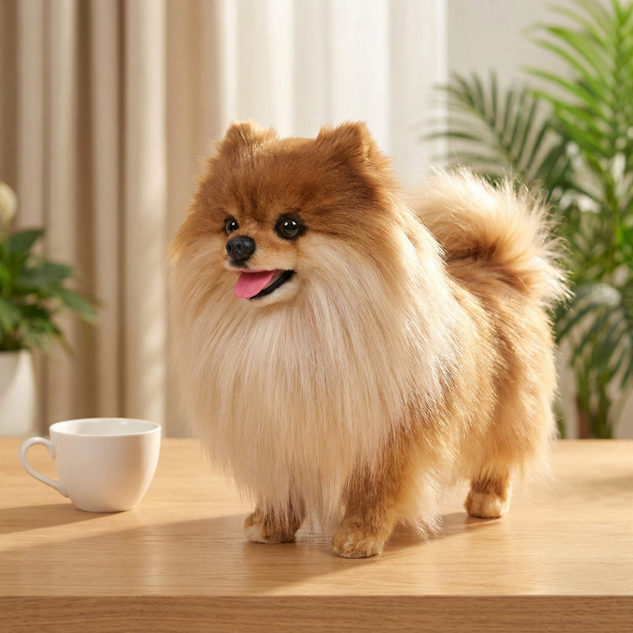 仿真模型博美犬玩偶公仔毛绒玩具儿童男女孩不掉毛安抚陪伴礼物