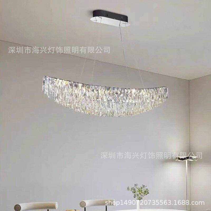 意大利轻奢水晶吊灯个性别墅餐厅吧台灯岛台创意长款简约奢华灯具