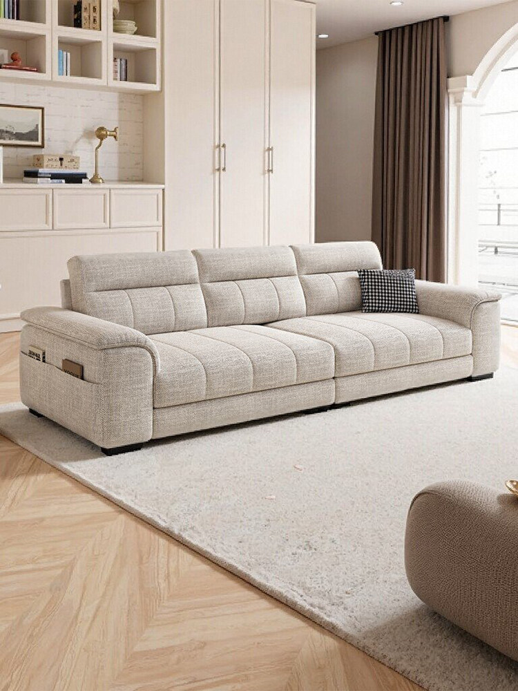 French cream style cotton and linen fabric sofa living room 2026 new size house type household detachable and washable inline sofa