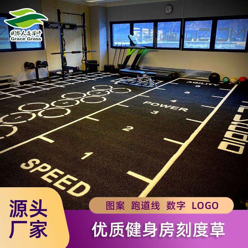 款式可选健身房草坪垫刻度草功能图案数字线条假草坪运动加厚草皮