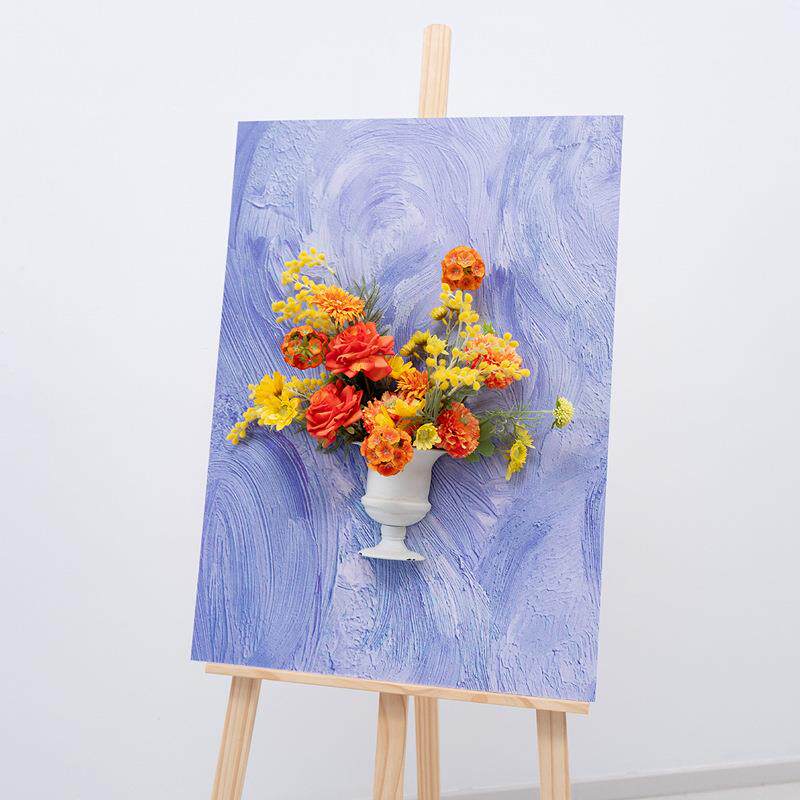 欧式油画风展板立体花瓶花艺 店面橱窗迎宾布置仿真花假花套装