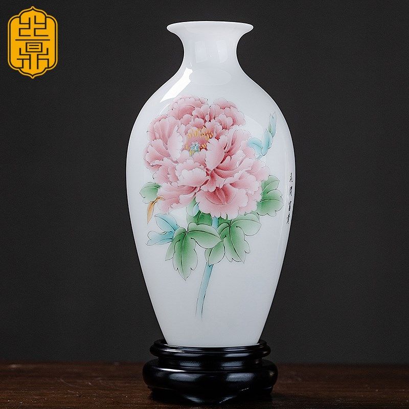 丝鼎羊脂玉陶瓷手绘花开富贵硕果瓶花瓶中式客厅摆件插花家居装饰,家居饰品,花瓶,淘宝优惠券,粉丝福利购,淘宝优惠卷