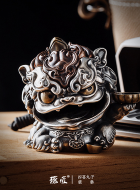 琢匠s925招财貔貅银摆件创意家居客厅办公桌桌面装饰店铺开业礼品