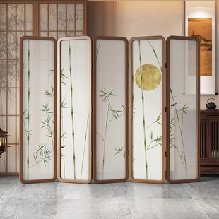 屏风隔断客厅玄关装饰实木折叠移动中式侘寂卧室遮挡折屏宋代美学