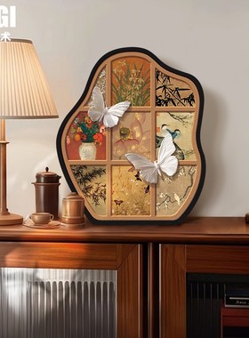 中古风客厅桌面蝴蝶摆件宋代美学茶台电视柜场景布置复古软装摆台