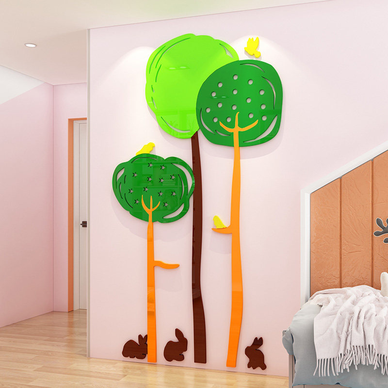 创意大树贴纸布置卡通儿童房幼儿园早教中心背景墙3d立体墙贴装饰
