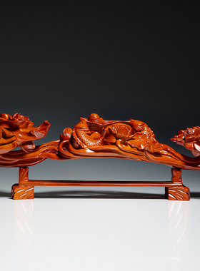 花梨木雕年年有鱼如意摆件家居客厅电视柜装饰红木工艺品乔迁送礼