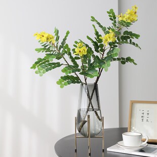 黄槐花仿真花假花摆设客厅仿生花客厅餐桌玄关装饰品花艺插花摆件