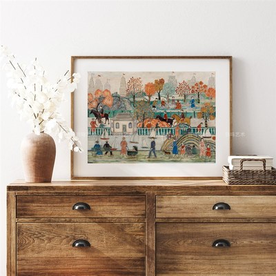 纽约中央公园艺术插画法式装饰画复古客厅餐厅沙发挂画 wgallery