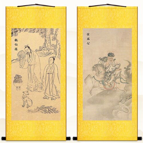 魏伯阳人物画像 魏辙黄石公复古装饰画 绢布卷轴挂画来图定制订做