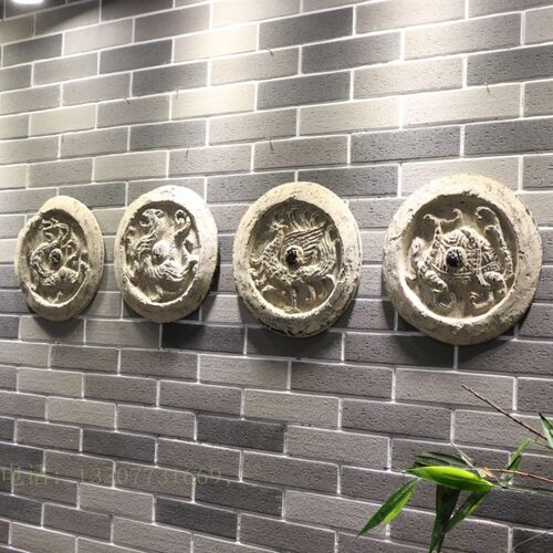中式壁饰青龙白虎朱雀玄武四纹神挂件玄关背景墙装饰画四神兽墙饰