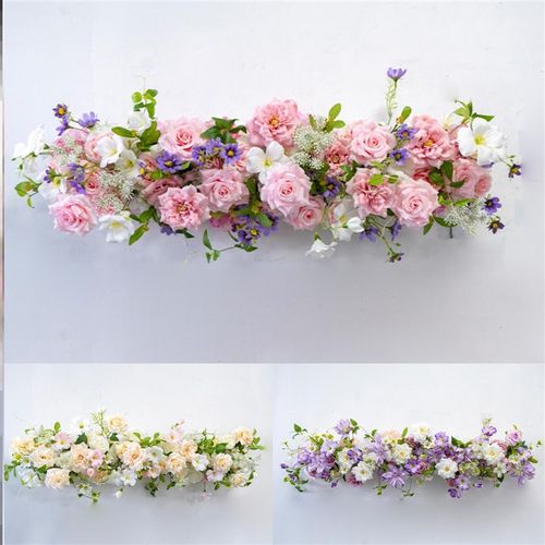 新款田园风格装饰花排 壁挂假花成品花排婚礼拱门店面布置仿真花
