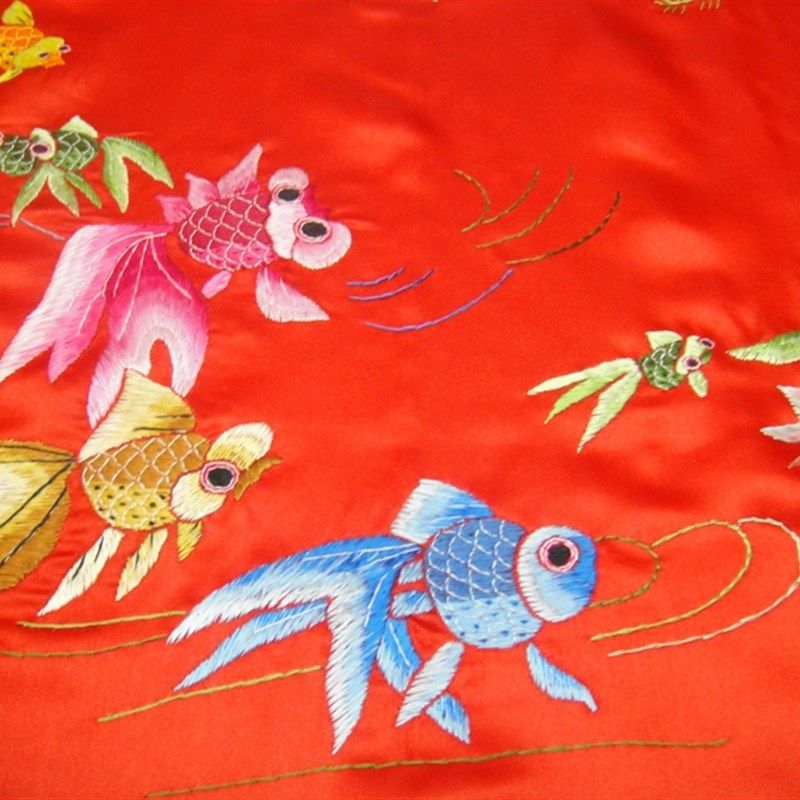 小金鱼被面真丝婚庆被套百鱼图软缎结婚被罩桑蚕丝纯手工绣花丝绸,床上用品,被套,淘宝优惠券,粉丝福利购,淘宝优惠卷