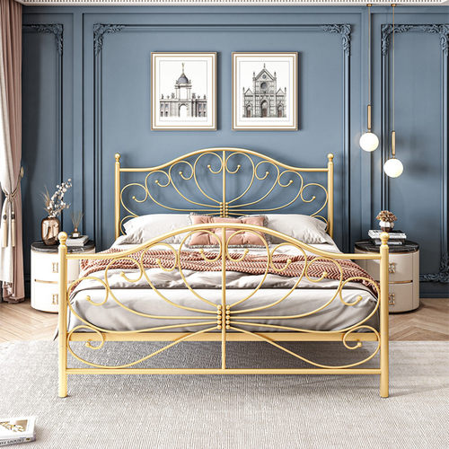 欧式金色公主铁艺床主卧大床1.5米1.8米双人床女生公寓宿舍铁架床