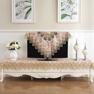 电视柜桌布蕾丝布艺客厅复古长方形茶几地柜美甲桌台布斗柜盖布罩