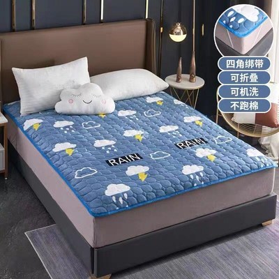 冬季床垫法兰绒 保暖加厚垫被0.9m学生加绒1.5m床垫 1米2床垫绒面