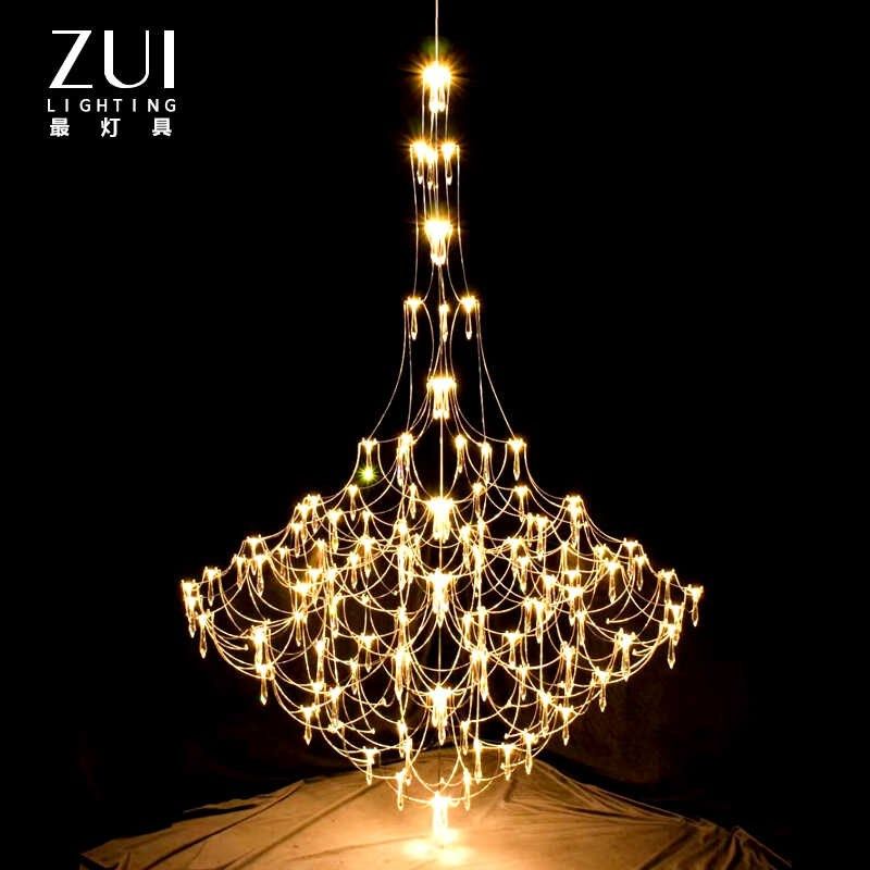 新款2024满天星萤火虫光立方吊灯挑空高楼层客厅复式楼梯间水晶灯,家装灯饰光源,客厅吊灯,淘宝优惠券,粉丝福利购,淘宝优惠卷