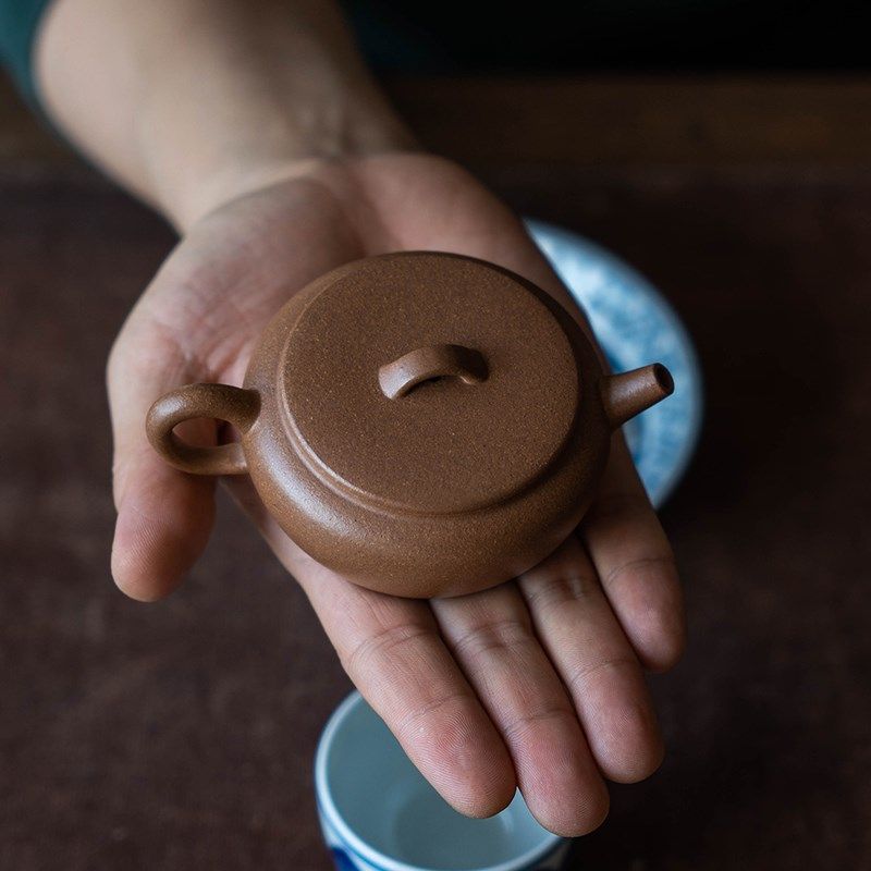 宜兴紫砂壶 手工 家用小容量 包真原矿老段泥 大彬扁圆壶 110cc