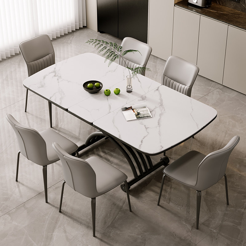 冠喻岩板餐桌茶几可升降折叠拉台两用移动家用小户型钢架多功能,住宅家具,岩板餐桌,淘宝优惠券,粉丝福利购,淘宝优惠卷