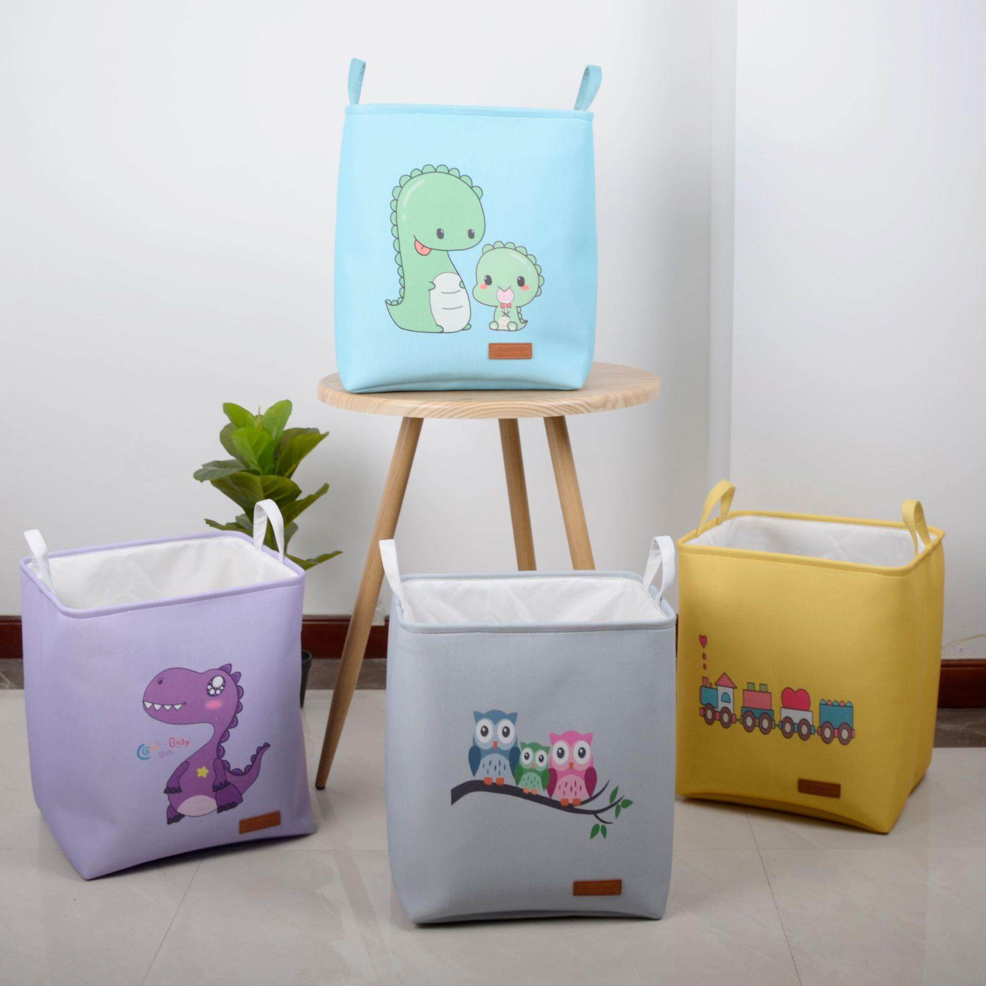 可束口儿童卡通玩具收纳筐收纳箱布艺脏衣篮衣服收纳袋子收纳桶