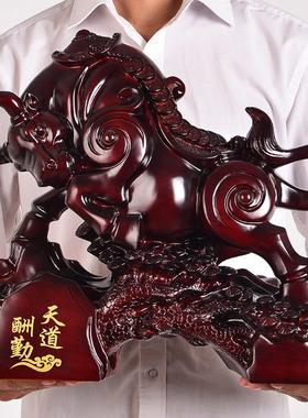 天道酬勤生肖牛华尔街牛摆件招财摆设装饰办公室桌面工艺开业礼品