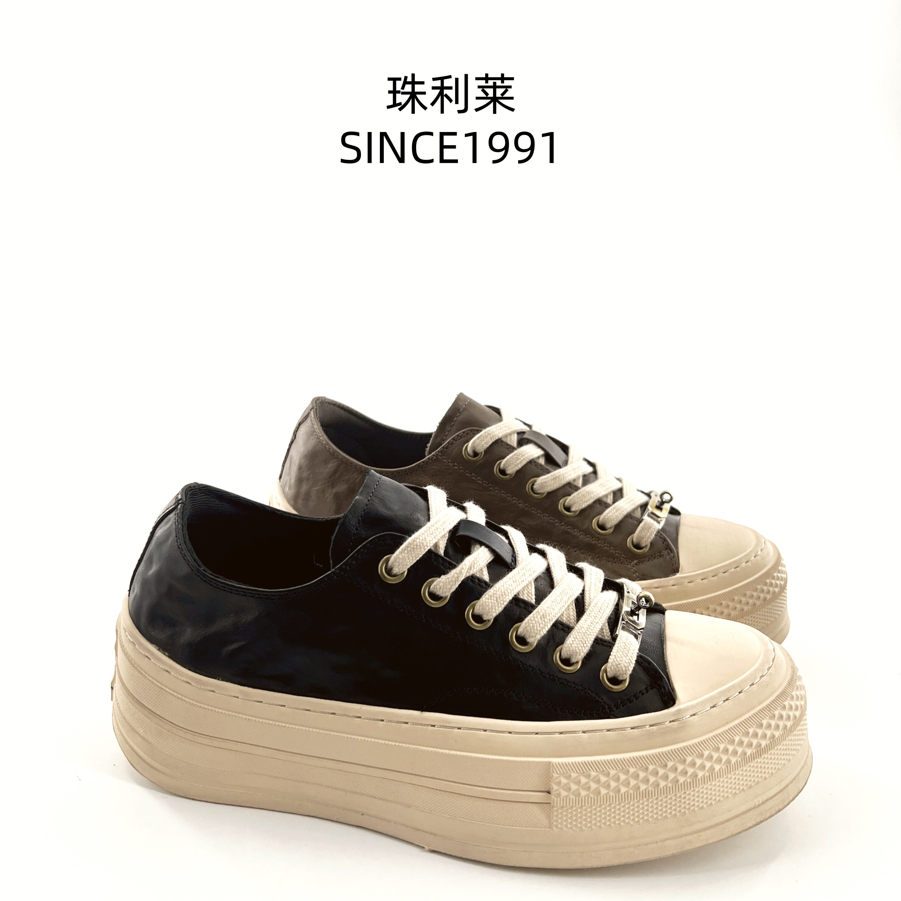 珠利莱厚底系带松糕鞋女不累脚