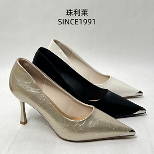 珠利莱2026春法式气质尖头细高跟鞋女浅口单鞋名媛风百搭通勤女鞋