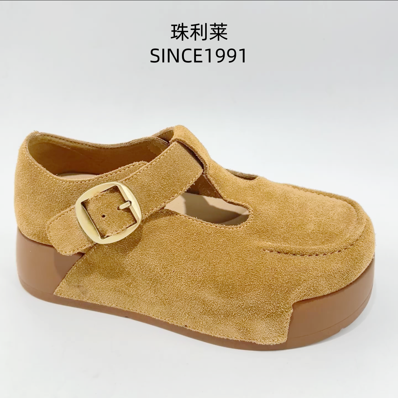珠利莱2026春季复古厚底玛丽珍鞋女真皮皮带扣勃肯鞋舒适单鞋