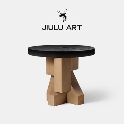 原木侘寂风客厅沙发实木边几民宿茶室几何艺术小茶几卧室床头角几