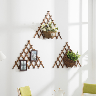 爬藤架防腐木栅栏围栏篱笆墙伸缩木拉网栏栅攀爬架网格花架竹篱笆