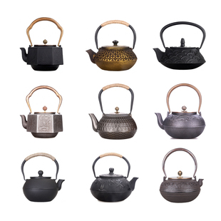 售楼处博古架软装饰品铁壶摆件中式样板房手工铸铁茶壶生铁提梁壶