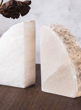 天然石膏矿石书靠书房桌面书柜装饰摆件书档样板房家居软装饰品