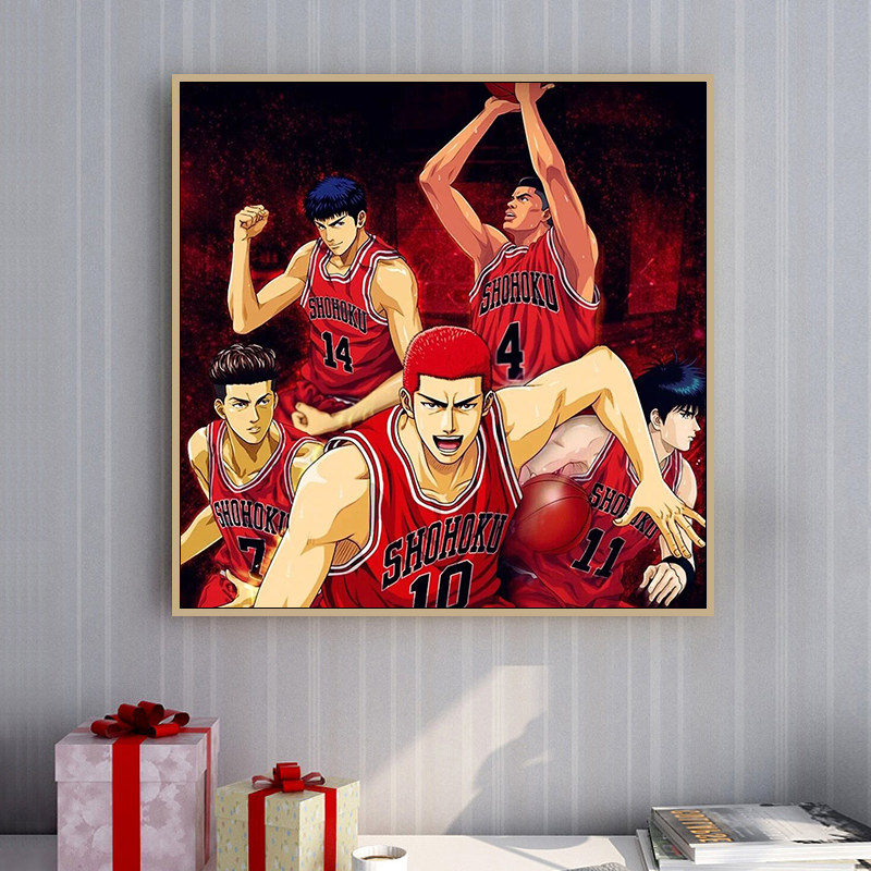 九宫格灌篮高手diy数字油画 手绘填色油彩画小尺寸樱木花道流川枫