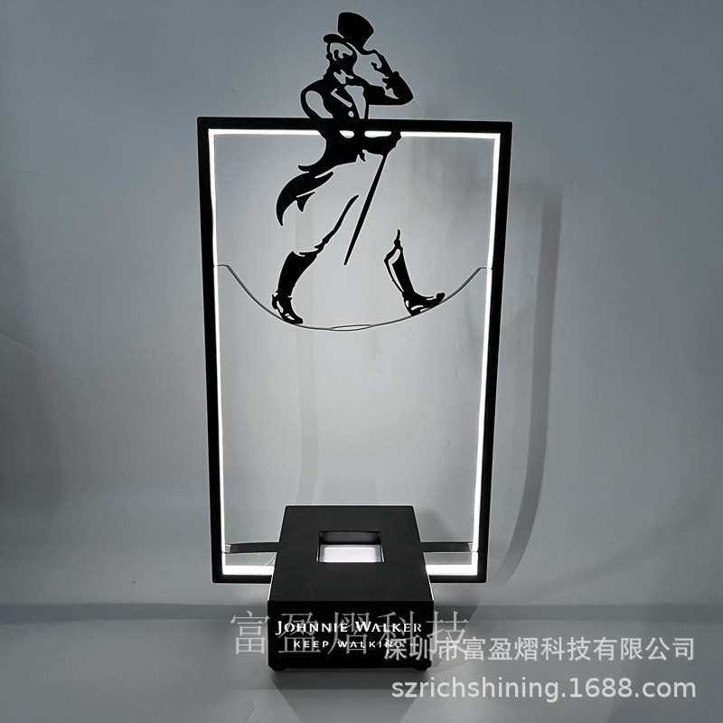 JW发光酒座led发光器皿白光酒架威士忌不锈钢展示架酒吧用品