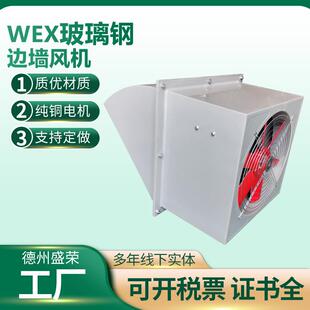 WEX玻璃钢边墙风机 玻璃钢壁式边墙式排风扇低噪音通风换气送风机