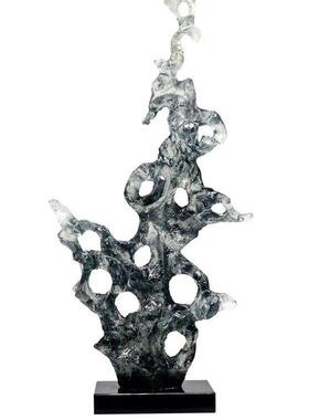 现代样板房间创意透明树脂雕塑浪花摆件酒店玄关客厅售楼处工艺品