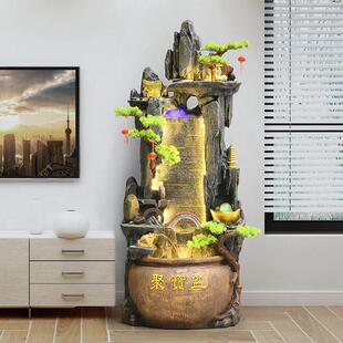 中式 假山流水喷泉风水轮生财摆件循环水客厅落地招财鱼缸开业礼品