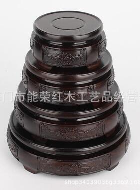 非洲黑檀浅雕刻玉石文玩茶壶盆景摆件底座