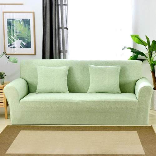 BK9K四季弹力皮沙发套罩全包三人垫一体老式梳化笠绿纯色扶手