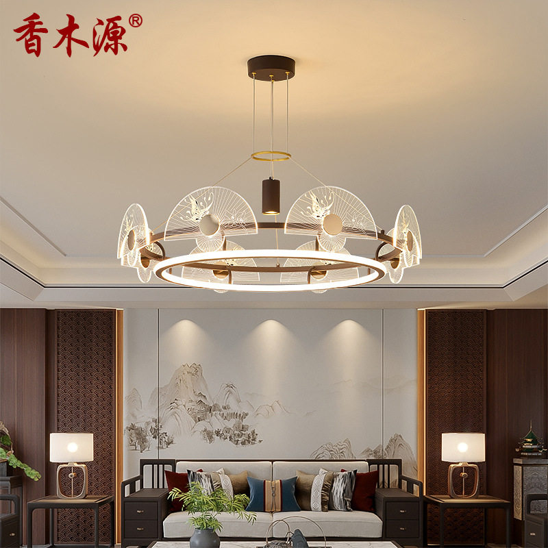 新中式客厅吊灯圆形LED餐厅饭店包房酒店会所复式楼茶室吊灯3159,家装灯饰光源,卧室/书房吊灯,淘宝优惠券,粉丝福利购,淘宝优惠卷