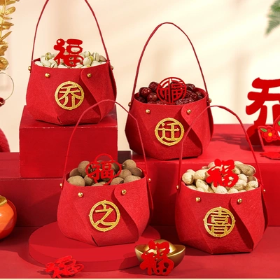 乔迁之喜装饰手提篮摆件新居布置果盘搬家入宅仪式用品喜庆场景