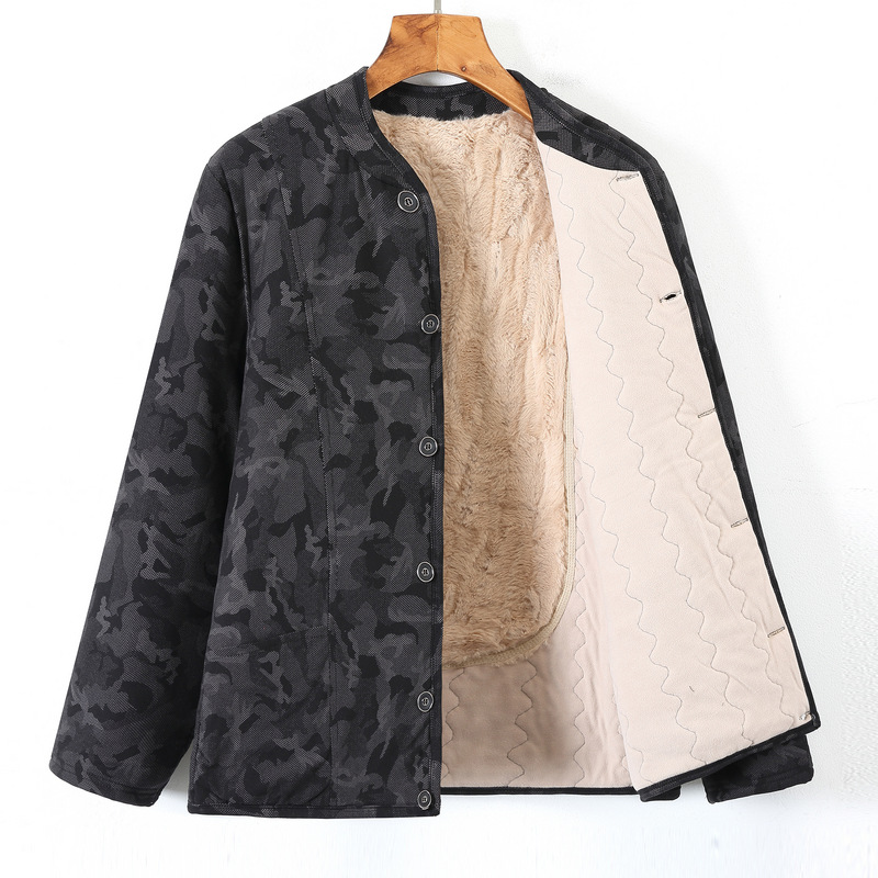 中老年男士驼绒棉衣爸爸冬装加厚小棉袄爷爷冬季加绒保暖内衣大码