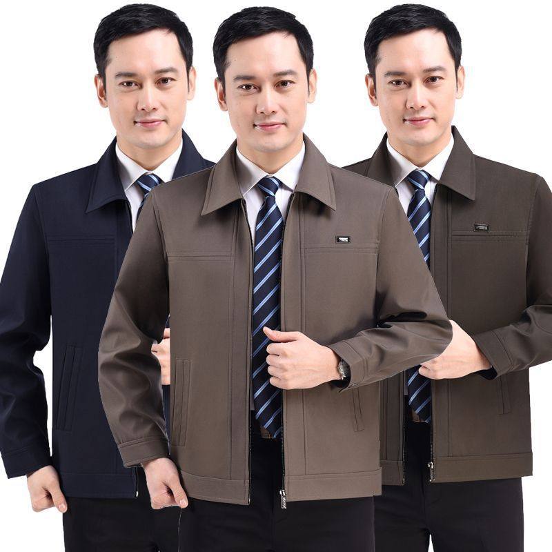 春秋中老年外套男士中老年夹克上衣爸爸装老年人外套休闲男装长袖