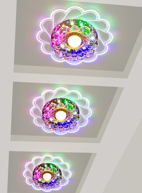 过道灯led走廊灯玄关射灯水晶天花灯圆形简约现代吊顶客厅筒灯