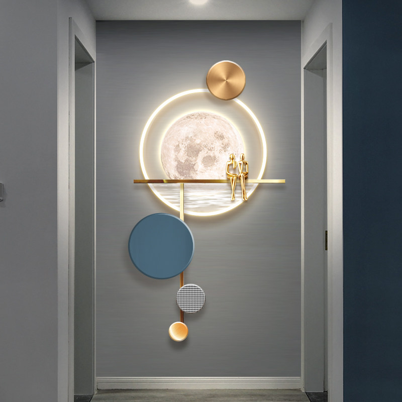 一帆风顺玄关装饰画走廊尽头壁灯画奶油风寓意好led入户墙壁挂画