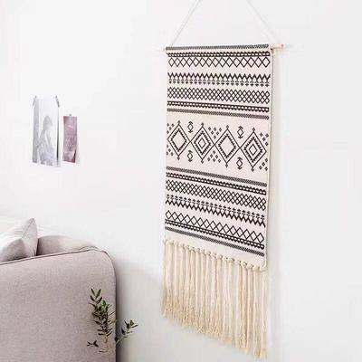 复古创意印花棉麻床头挂毯背景布流苏编织民宿电表箱客厅卧室装饰